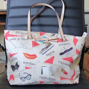 Rare Kate Spade Via Limoni Italian Flashcard tote